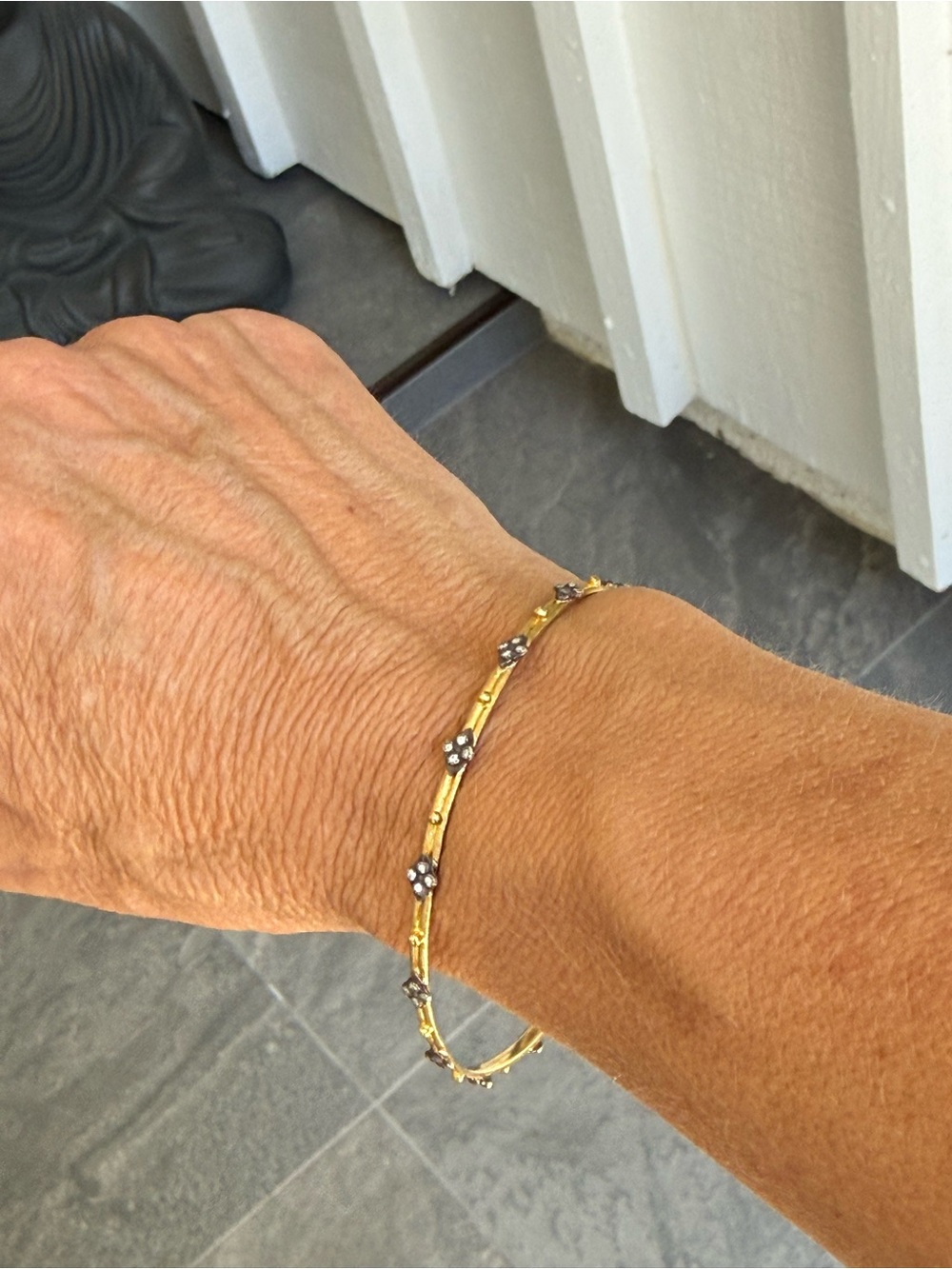 Armenta Gold skinny Crivelli granulation diamond Bracelet